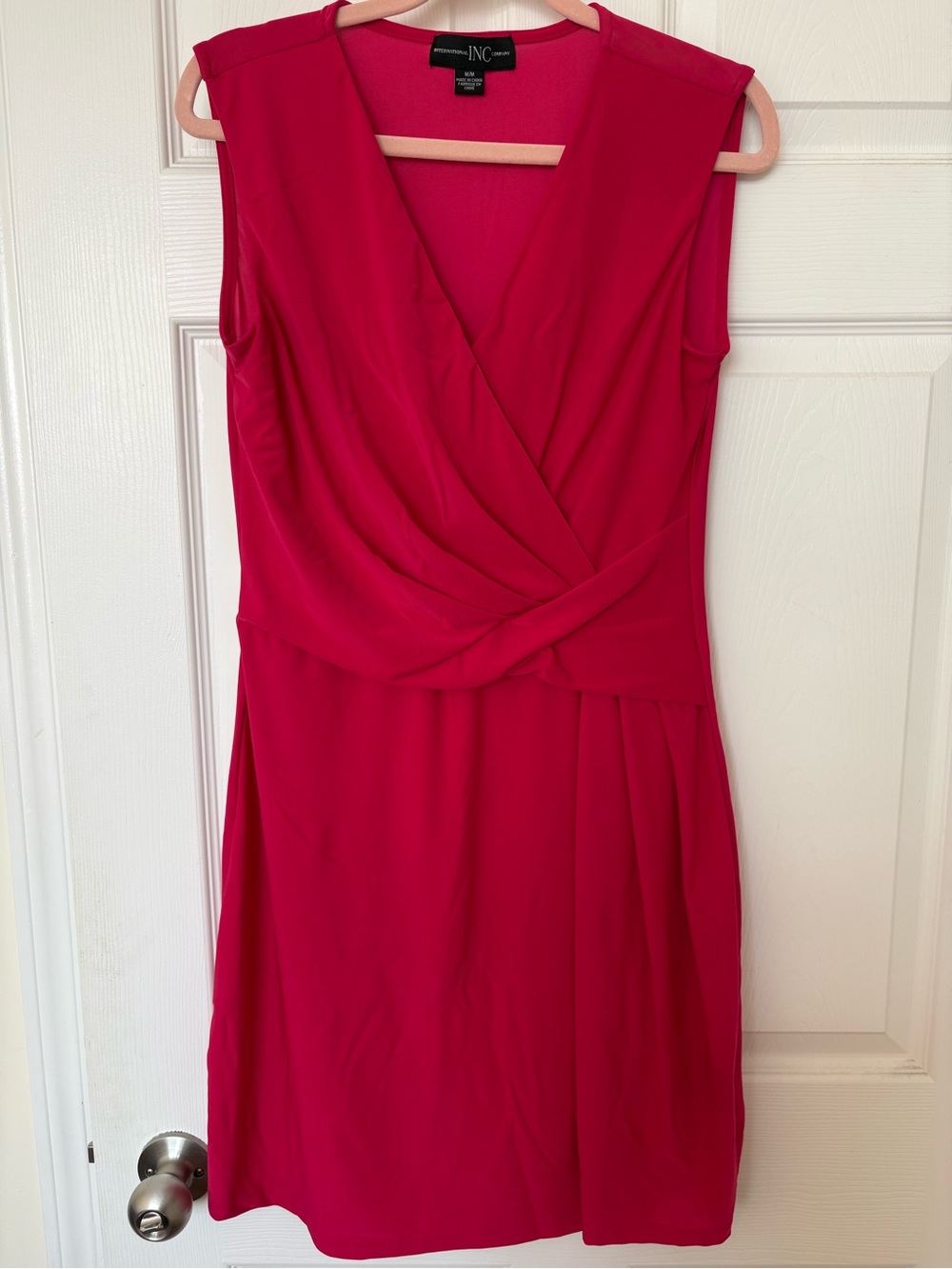 INC International Concepts Hot Pink Faux-Wrap Dress